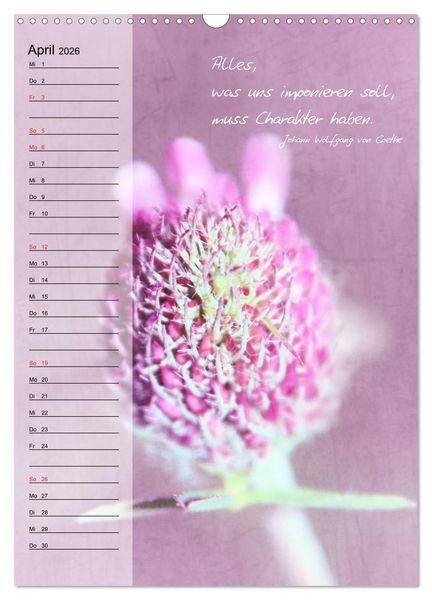 Produktbild: Blumen & Zitate / Geburtstagskalender (Wandkalender 2026 DIN A3 hoch), CALVENDO Monatskalender