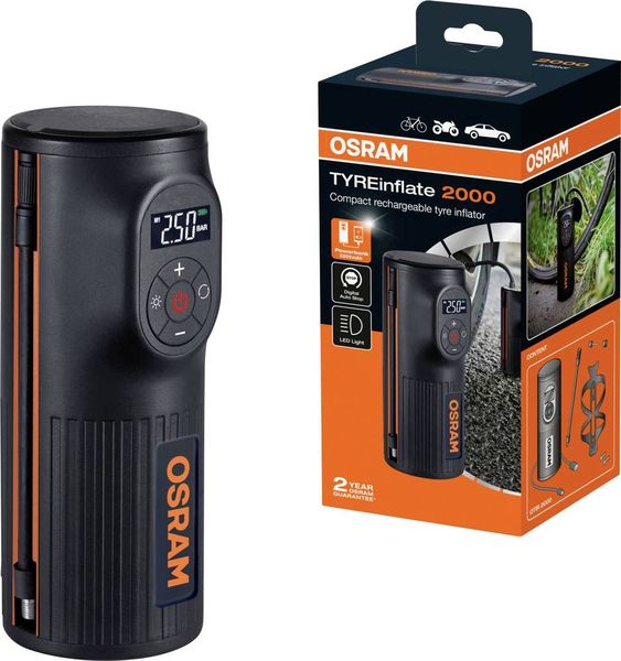 Produktbild: Osram Automotive OTIR2000 Kompressor TYREinflate 2000 8.3 bar Aufbewahrungs-Box/-Tasche, Digitales Display, mit Arbeitslampe