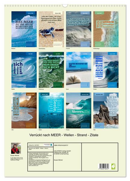 Produktbild: Verr&uuml;ckt nach MEER - Wellen - Strand - Zitate (Wandkalender 2026 DIN A2 hoch), CALVENDO Monatskalender
