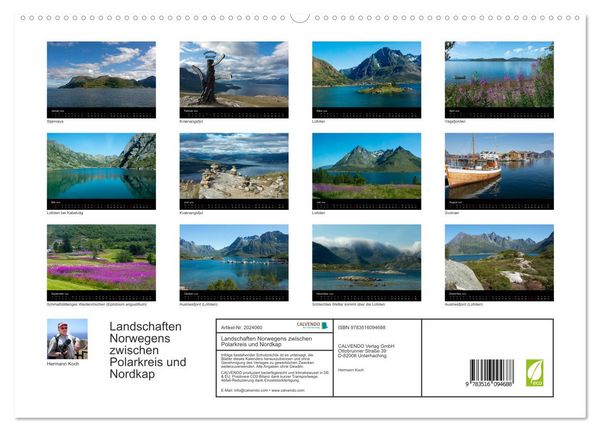 Produktbild: Landschaften Norwegens zwischen Polarkreis und Nordkap (hochwertiger Premium Wandkalender 2026 DIN A2 quer), Kunstdruck in Hochglanz
