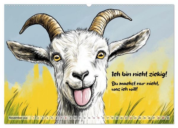 Produktbild: Ziegen, s&uuml;&szlig; aber psycho (hochwertiger Premium Wandkalender 2026 DIN A2 quer), Kunstdruck in Hochglanz