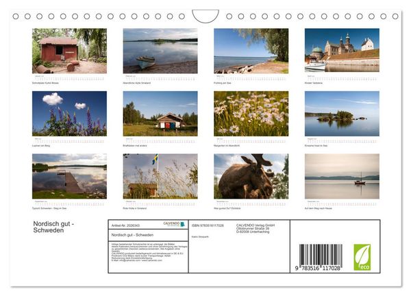 Produktbild: Nordisch gut - Schweden (Wandkalender 2026 DIN A4 quer), CALVENDO Monatskalender