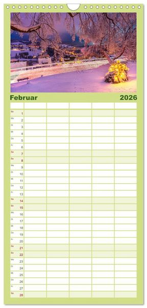 Produktbild: Familienplaner 2026 - Vogtland - von Klingenthal bis G&ouml;ltzschtal mit 5 Spalten (Wandkalender, 21 x 45 cm) CALVENDO