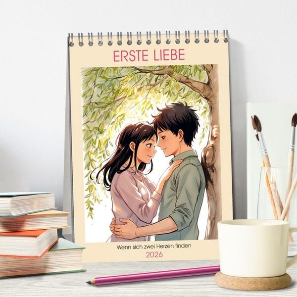 Produktbild: Erste Liebe - Wenn sich zwei Herzen finden (Tischkalender 2026 DIN A5 hoch), CALVENDO Monatskalender
