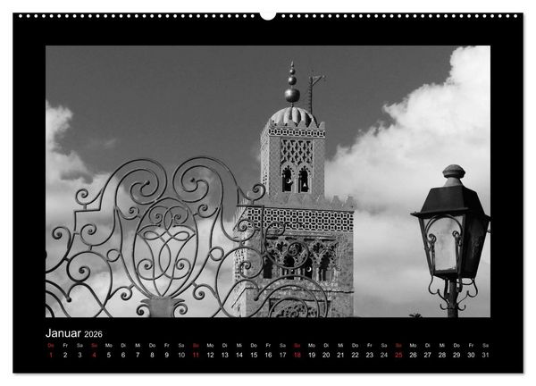 Produktbild: Marokko - Nostalgie in schwarz-weiss (Wandkalender 2026 DIN A2 quer), CALVENDO Monatskalender