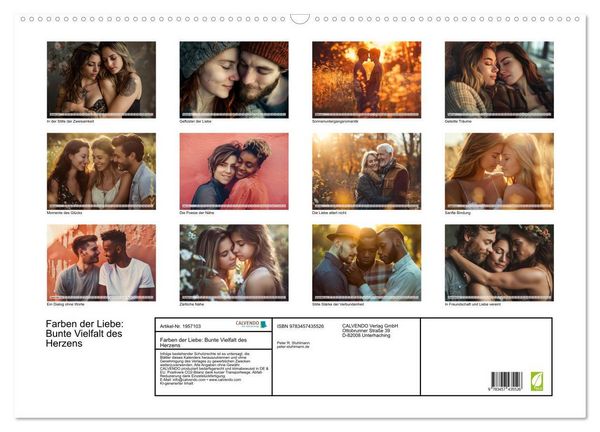 Produktbild: Farben der Liebe: Bunte Vielfalt des Herzens (Wandkalender 2026 DIN A2 quer), CALVENDO Monatskalender