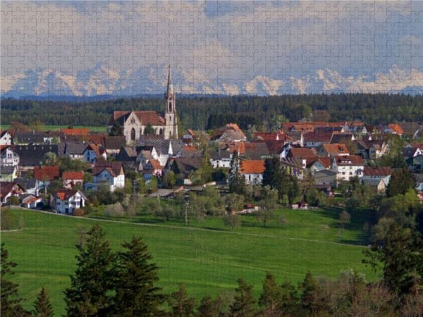 CALVENDO Puzzle Vilsingen vom Teufelslochfelsen mit Zimba und Schesaplana (A, 120 km) | 1000 Teile Lege-Größe 64x48cm Foto-Puzzle für glückliche Stunden