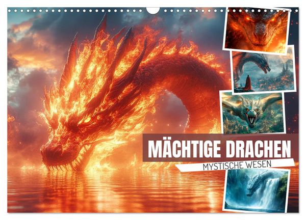 Produktbild: M&Auml;CHTIGE DRACHEN Mystische Wesen (Wandkalender 2026 DIN A3 quer), CALVENDO Monatskalender