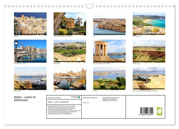 Produktbild: Malta - Juwel im Mittelmeer (Wandkalender 2026 DIN A3 quer), CALVENDO Monatskalender