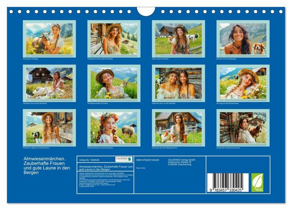 Produktbild: Almwiesenm&auml;rchen. Zauberhafte Frauen und gute Laune in den Bergen (Wandkalender 2026 DIN A4 quer), CALVENDO Monatskalender