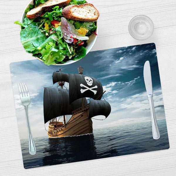 Produktbild: Tischsetmacher Tischset f&uuml;r Kinder Piratenschiff, aus hochwertigem Vinyl , 44 x 32 cm