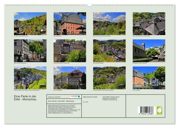 Produktbild: Eine Perle in der Eifel - Monschau (hochwertiger Premium Wandkalender 2026 DIN A2 quer), Kunstdruck in Hochglanz