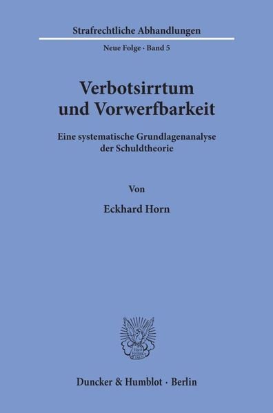 Produktbild: Verbotsirrtum und Vorwerfbarkeit.