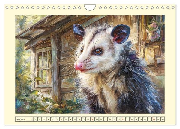 Produktbild: Opossums. Faszinierende Beutelratten in &Ouml;loptik (Wandkalender 2026 DIN A4 quer), CALVENDO Monatskalender