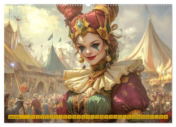 Produktbild: Mittelalterliche Zirkusmagie - Illustrationen (Wandkalender 2026 DIN A2 quer), CALVENDO Monatskalender