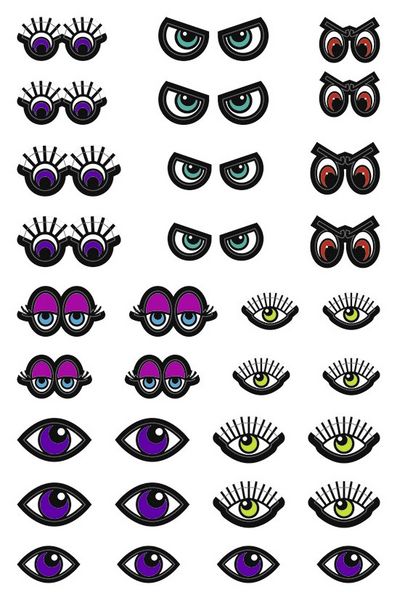 Produktbild: URSUS Dekorationsartikel Sticker Augen, bunt, 100 selbstklebende Stiker