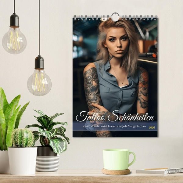 Produktbild: Tattoo Sch&ouml;nheiten - zw&ouml;lf Monate, zw&ouml;lf Frauen und jede Menge Tattoos (Wandkalender 2026 DIN A4 hoch), CALVENDO Monatskalender