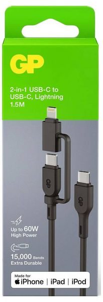 Produktbild: GP USB-Kabel USB-C&reg;, Apple Lightning Stecker 1.50m Schwarz GPCBCXBPBKUSB964