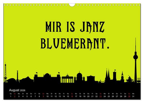 Produktbild: Berliner Mundart (Wandkalender 2026 DIN A3 quer), CALVENDO Monatskalender