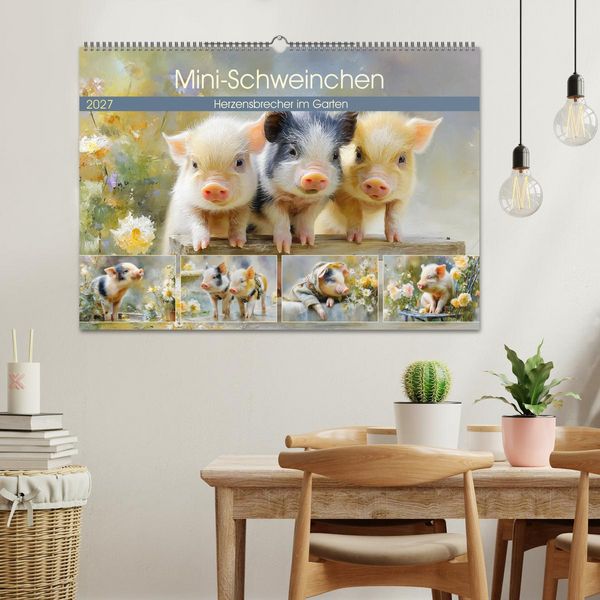 Produktbild: Mini-Schweinchen. Herzensbrecher im Garten (Wandkalender 2027 DIN A2 quer), CALVENDO Monatskalender