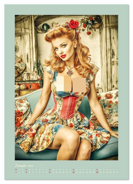 Produktbild: Flair der 50er Jahre. Girls im nostalgischen Pin-up-Stil (Wandkalender 2026 DIN A4 hoch), CALVENDO Monatskalender