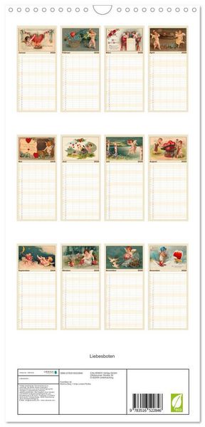 Produktbild: Familienplaner 2026 - Liebesboten mit 5 Spalten (Wandkalender, 21 x 45 cm) CALVENDO