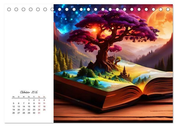 Produktbild: Fantastische surreale B&uuml;cherwelten (Tischkalender 2026 DIN A5 quer), CALVENDO Monatskalender