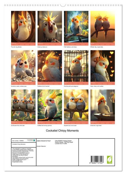 Produktbild: Cockatiel Chirpy Moments (High Quality Premium Wall Calendar 2026 DIN A2 portrait),CALVENDO 12 Month Wall Calendar