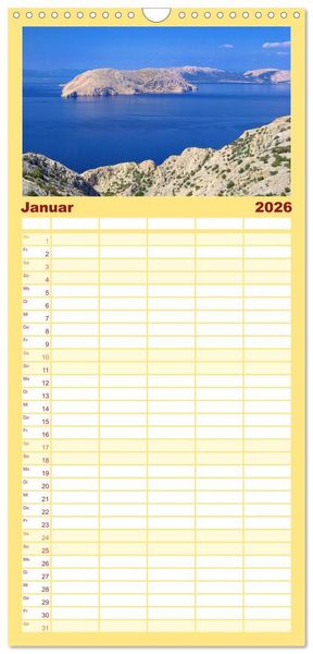 Produktbild: Familienplaner 2026 - Kroatien mit 5 Spalten (Wandkalender, 21 x 45 cm) CALVENDO