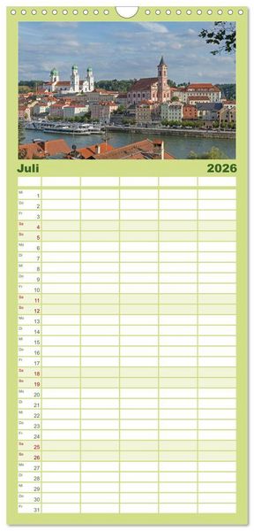 Produktbild: Familienplaner 2026 - Passau - Dreifl&uuml;ssestadt an Donau, Inn und Ilz mit 5 Spalten (Wandkalender, 21 x 45 cm) CALVENDO