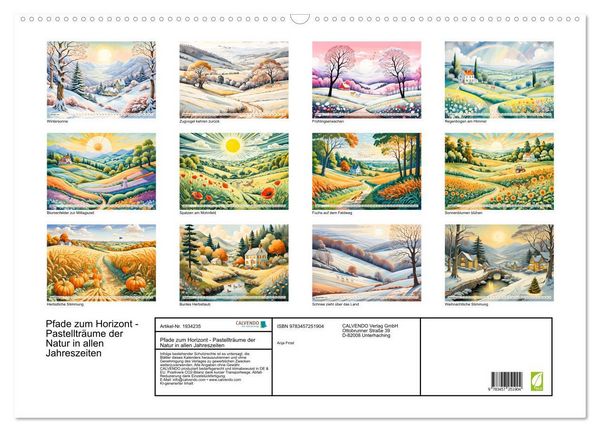 Produktbild: Pfade zum Horizont - Pastelltr&auml;ume der Natur in allen Jahreszeiten (Wandkalender 2026 DIN A2 quer), CALVENDO Monatskalender