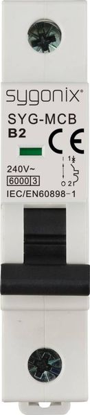 Produktbild: Sygonix SY-6437976 SYG-MCB 1P/B2/6KA Leitungsschutzschalter 1polig 2A 240 V/AC