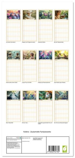 Produktbild: Familienplaner 2026 - Kolibris - Zauberhafte Fantasiewerke mit 5 Spalten (Wandkalender, 21 x 45 cm) CALVENDO