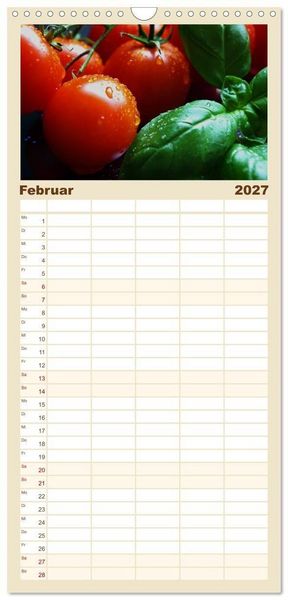 Produktbild: Familienplaner 2027 - Pasta Kreationen mit 5 Spalten (Wandkalender, 21 x 45 cm) CALVENDO