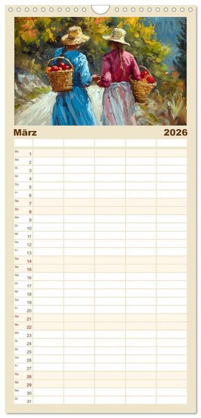 Produktbild: Familienplaner 2026 - Facetten des alten Landlebens mit 5 Spalten (Wandkalender, 21 x 45 cm) CALVENDO