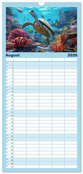 Produktbild: Familienplaner 2026 - Unten im Meer ist was los mit 5 Spalten (Wandkalender, 21 x 45 cm) CALVENDO