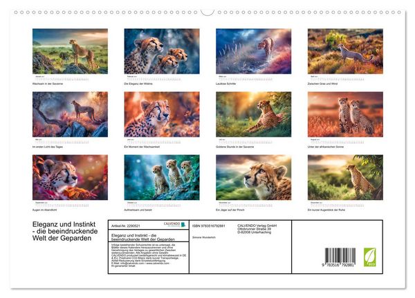 Produktbild: Eleganz und Instinkt - die beeindruckende Welt der Geparden (hochwertiger Premium Wandkalender 2027 DIN A2 quer), Kunstdruck in Hochglanz