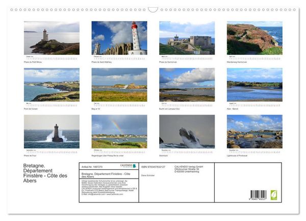 Produktbild: Bretagne. D&eacute;partement Finist&egrave;re - C&ocirc;te des Abers (Wandkalender 2026 DIN A2 quer), CALVENDO Monatskalender