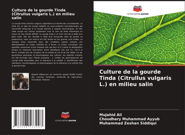 Produktbild: Culture de la gourde Tinda (Citrullus vulgaris L.) en milieu salin