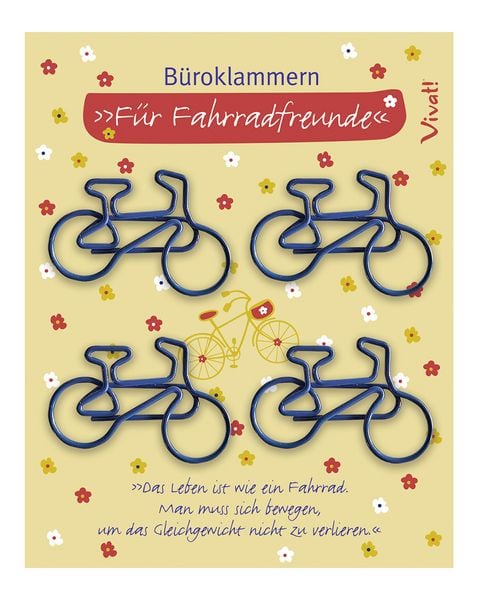 Produktbild: 4er-Set B&uuml;roklammern &raquo;Fahrradfreunde&laquo;