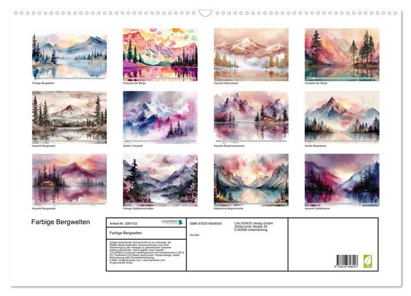 Produktbild: Farbige Bergwelten (Wandkalender 2026 DIN A2 quer), CALVENDO Monatskalender