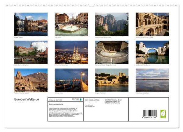 Produktbild: Europas Welterbe (hochwertiger Premium Wandkalender 2026 DIN A2 quer), Kunstdruck in Hochglanz