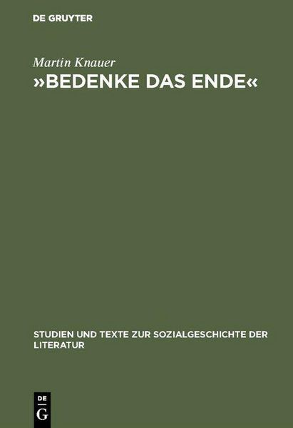 Produktbild: 'Bedenke das Ende'
