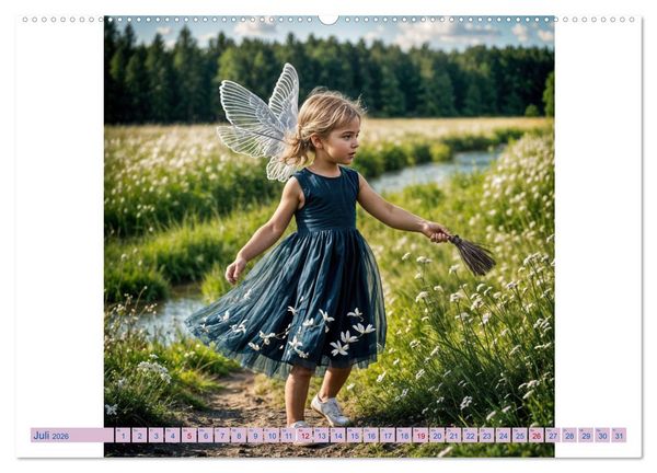 Produktbild: Feenfl&uuml;gel und L&auml;cheln KI - Die zauberhafte Welt der Feenkinder (Wandkalender 2026 DIN A2 quer), CALVENDO Monatskalender