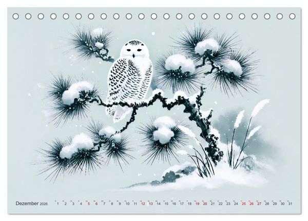 Produktbild: Federleicht - Vogelwelt im Stile asiatischer Tuschmalerei (Tischkalender 2026 DIN A5 quer), CALVENDO Monatskalender