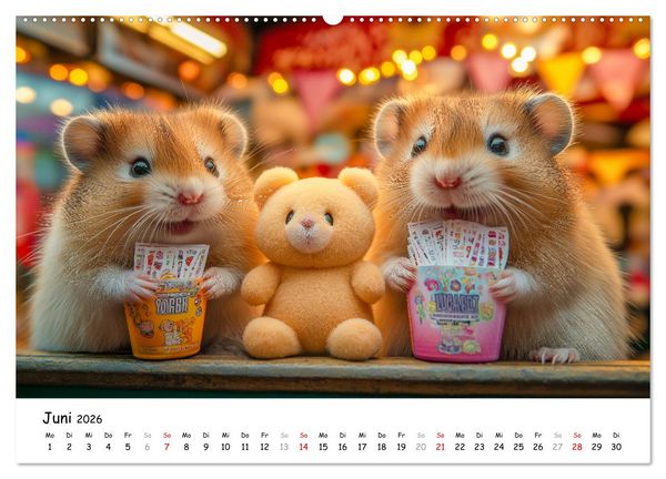 Produktbild: Hamster im Freizeitpark - Lustiger Kalender mit Jahrmarkt-Motiven (hochwertiger Premium Wandkalender 2026 DIN A2 quer), Kunstdruck in Hochglanz