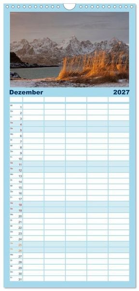 Produktbild: Familienplaner 2027 - Norwegen - Land im Norden mit 5 Spalten (Wandkalender, 21 x 45 cm) CALVENDO