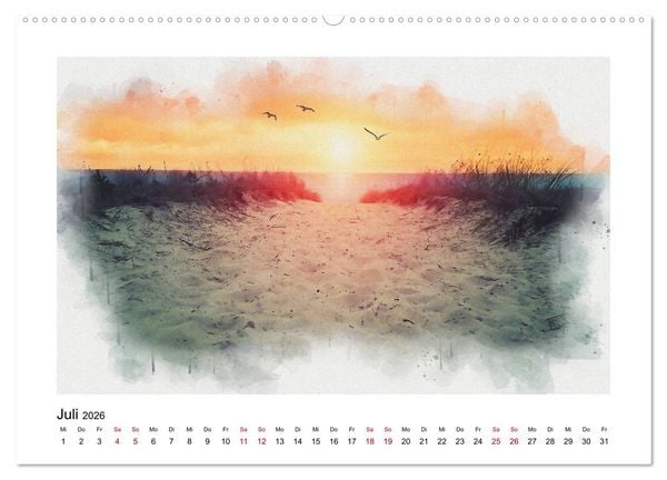 Produktbild: Ostsee Aquarelle (Wandkalender 2026 DIN A2 quer), CALVENDO Monatskalender