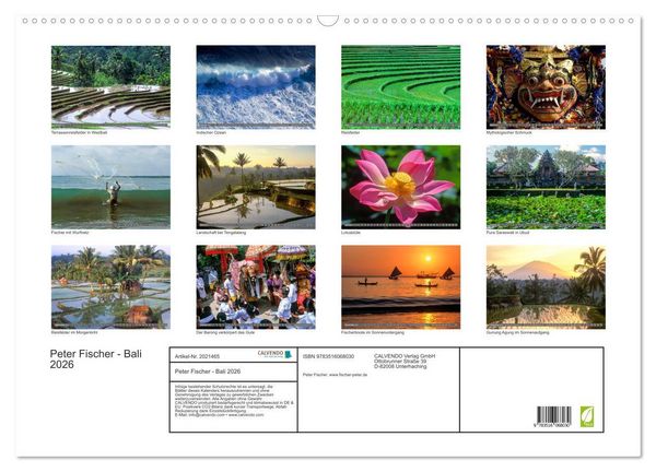Produktbild: Peter Fischer - Bali 2026 (Wandkalender 2026 DIN A2 quer), CALVENDO Monatskalender