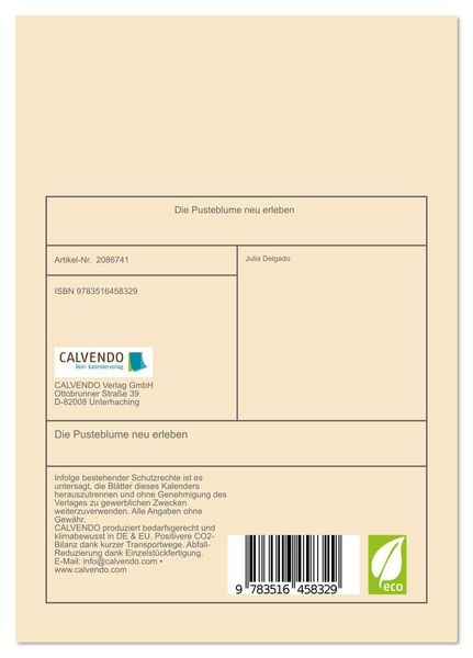 Produktbild: Die Pusteblume neu erleben (Tischkalender 2026 DIN A5 hoch), CALVENDO Monatskalender
